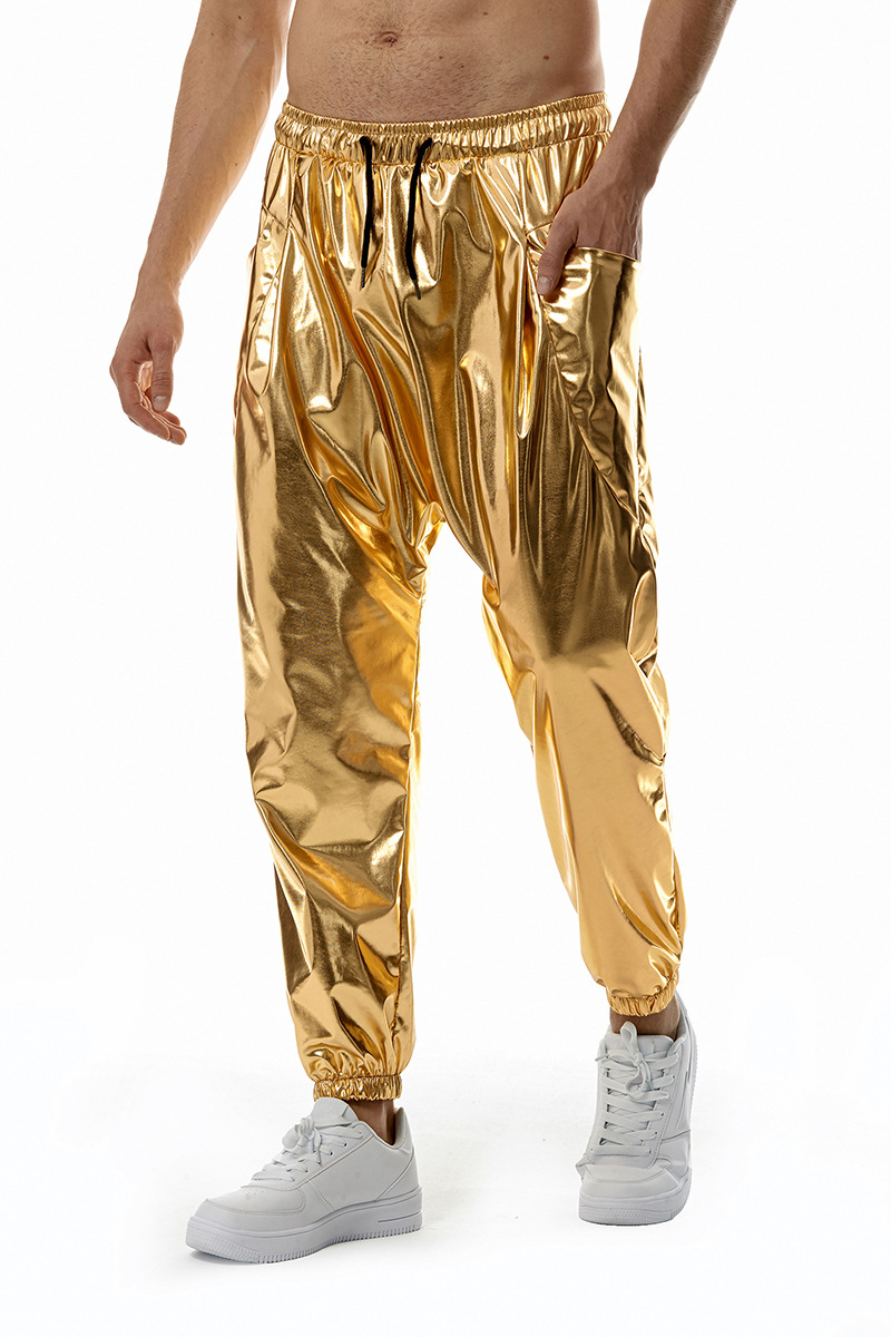 Amazon Men's Metallic Shiny Jogging Sweatpants Disco Party Stretch Trousers K55