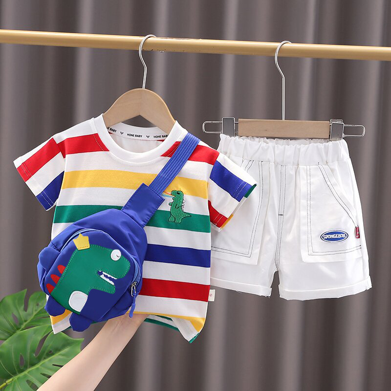 Boys Summer Suit Stylish Boys Handsome Fashionable Two-Piece Children's Clothes Baby Boomer Children's Clothing Baby Summer Clothes