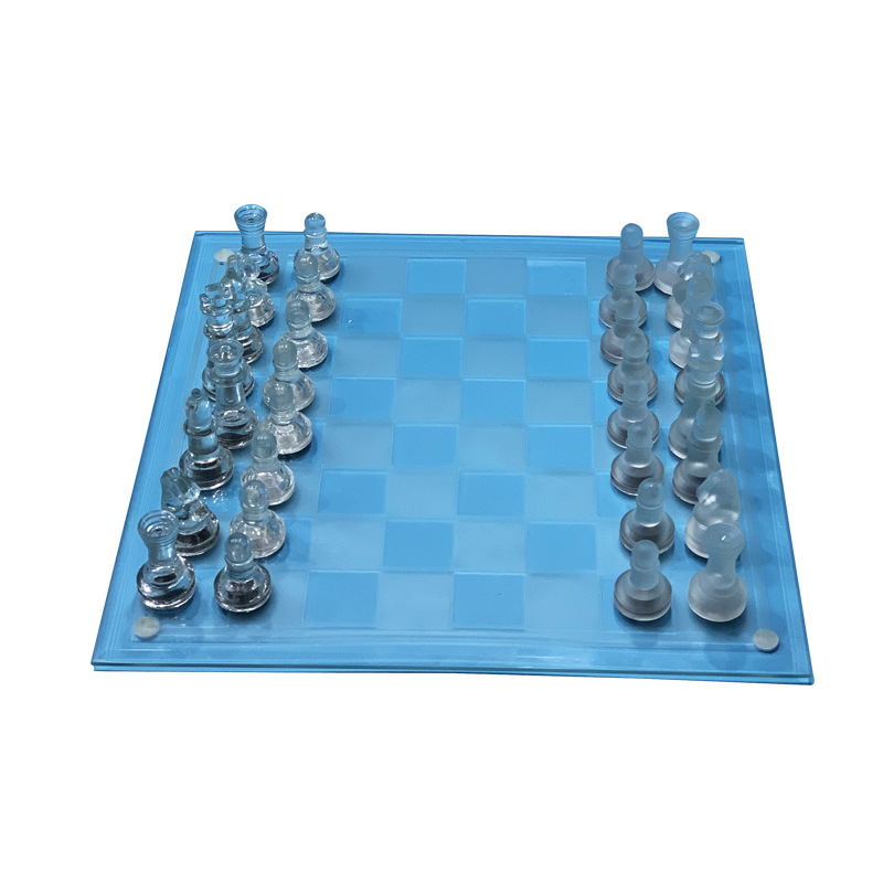 Supply 35*35cm frosted glass chess set glass crystal chess