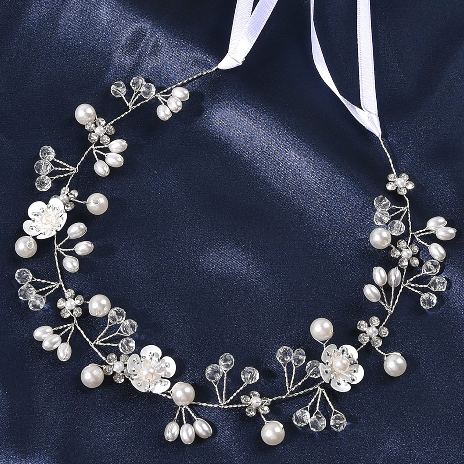 European and American Bridal Jewelry Wedding Dress Headwear Crystal Pearl Headband Hair Accessories Beautiful Flower Handmade Beaded Hair Band