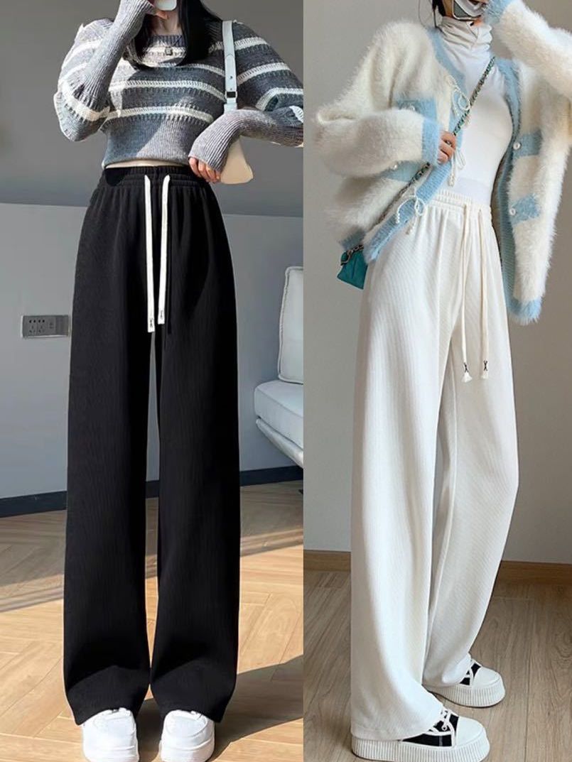 Corduroy wide-leg pants high waist slimming straight wide-leg pants women's autumn and winter Korean style loose draping straight casual pants