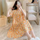 Cotton Silk Nightgown Women's Summer Plus Size Foreign Trade Printed Pajamas Thin High-end Loose Cotton Outer Wearing Skirt