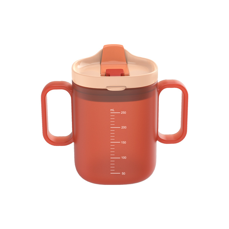 Heguo Baby's Milk Cup with Scale Household Baby's Suction Tube Cup Brewing Milk Drinking Water Drop-resistant Learning Drinking Cup