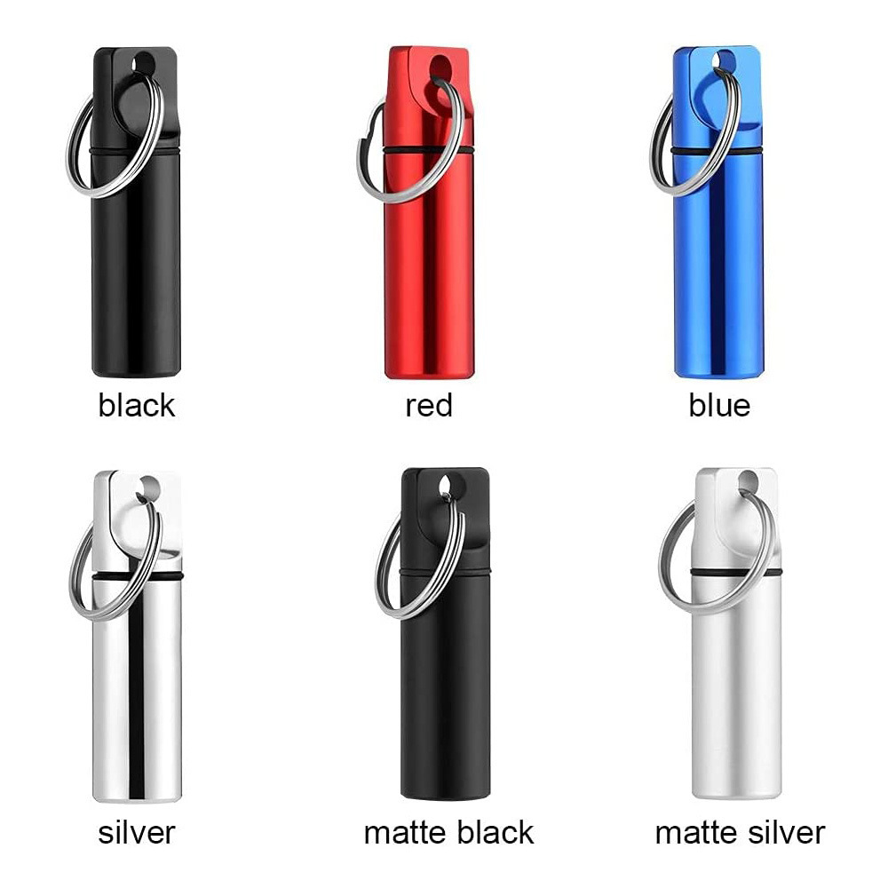 Amazon flat head round aluminum alloy cartridge keychain earplugs packaging jar sealed storage waterproof bin small pill box
