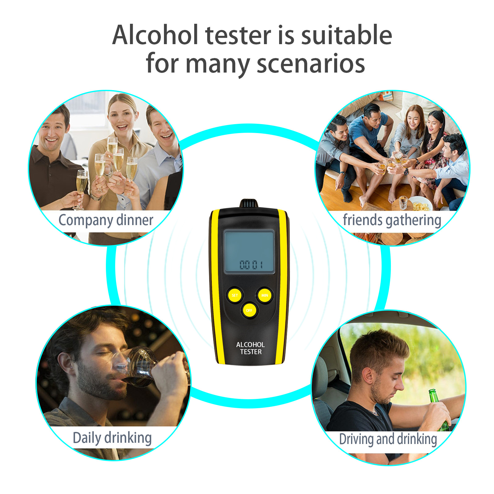 HT-611 Breath Alcohol Tester Portable Alcohol Tester Blowing Check Drunk Driving Measure Alcohol Content