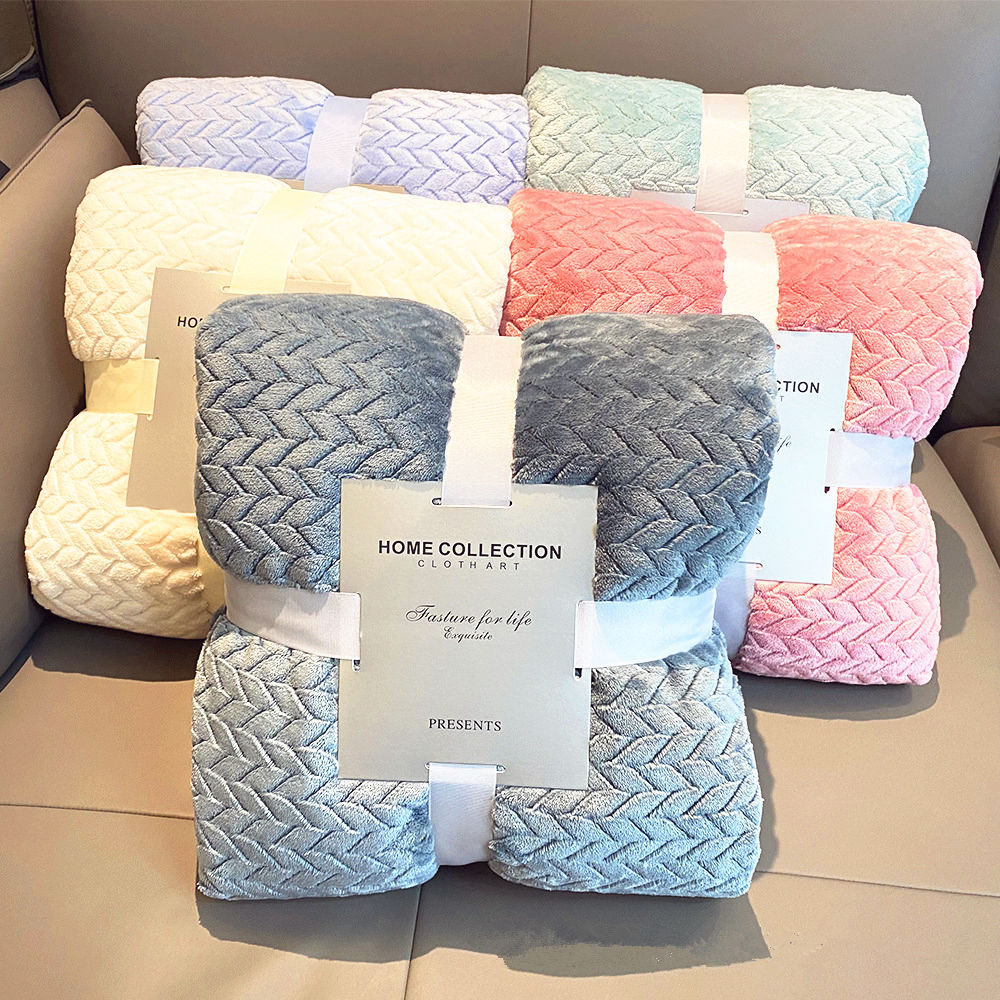 Amazon Wheat Ear Blanket Jacquard Flange Blanket Coral Fleece Blanket Wheat Ear Pattern Blanket Air-conditioning Blanket Thickened Nap