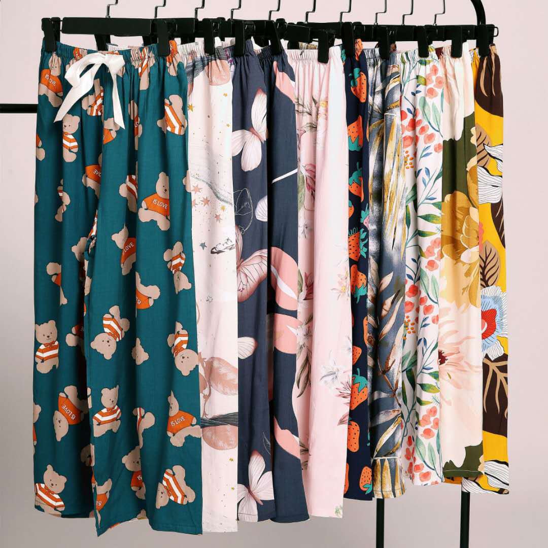 Pyjamahose aus Baumwolle und Seide für Damen, weite Hosen, Außenhandel, Sommer, neue große Größe, lockere Oberbekleidung für Schwangere_voghion.com