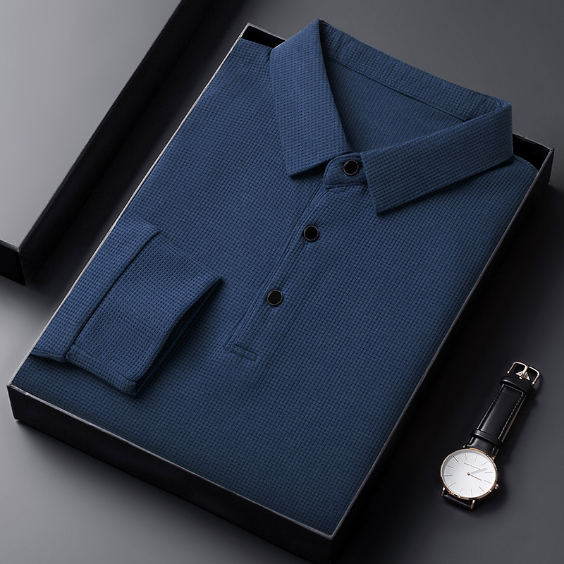 Long sleeve T-shirt men's autumn New lapel men's polo shirt basic fashion all-match solid color casual men's top