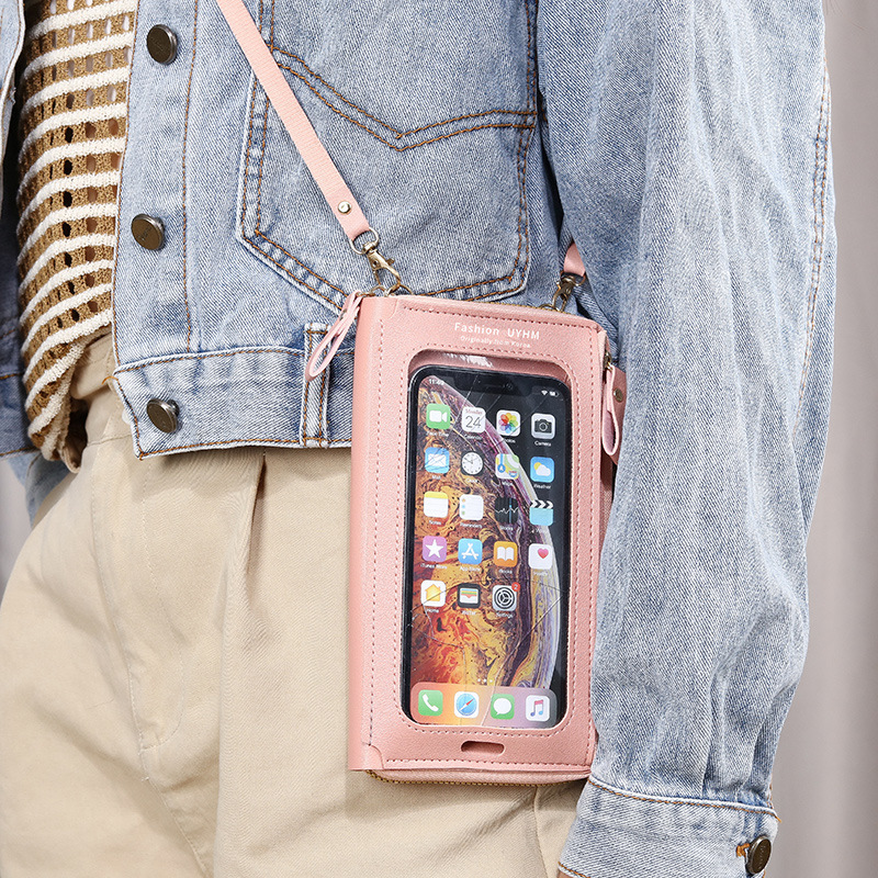 2022 Touchscreen Mobile Phone Bag Women's Crossbody Anti-theft Multifunctional Single Shoulder Transparent Mini Wallet Mobile Phone Bag