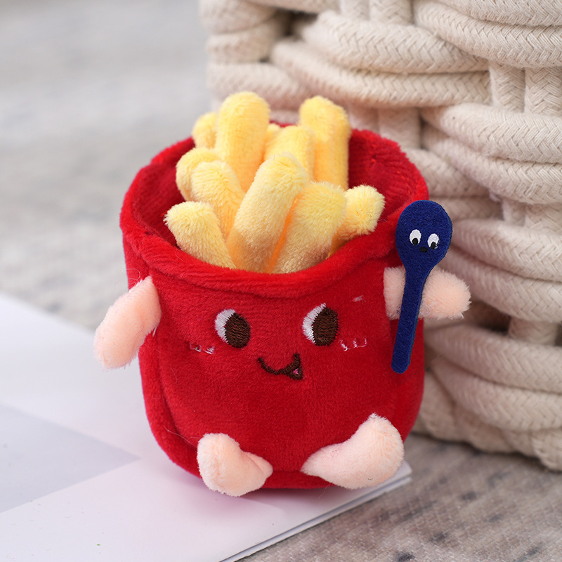 New cute hamburger hot dog chicken leg plush pendant small doll boutique grab machine doll schoolbag ornaments keychain