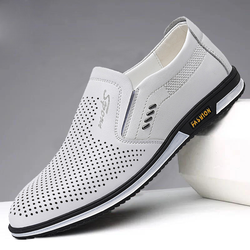 Leather Shoes Men's plus size Foreign Trade Spring and Autumn Men's Casual Breathable British Foot Hollow Breathable Comfortable Walking Men's Shoes