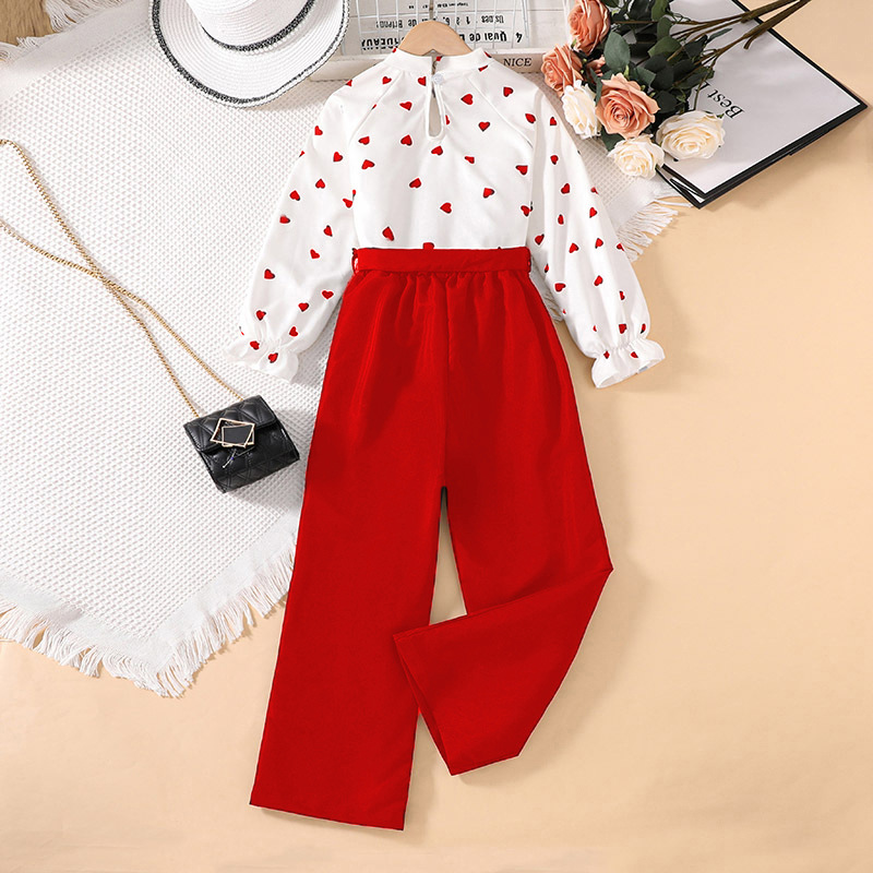 Autumn Women's Children's Wear Big Children's suit 2024 Cross-border New European and American Children's Printed Long-sleeved Wide-leg Pants Two-piece Set