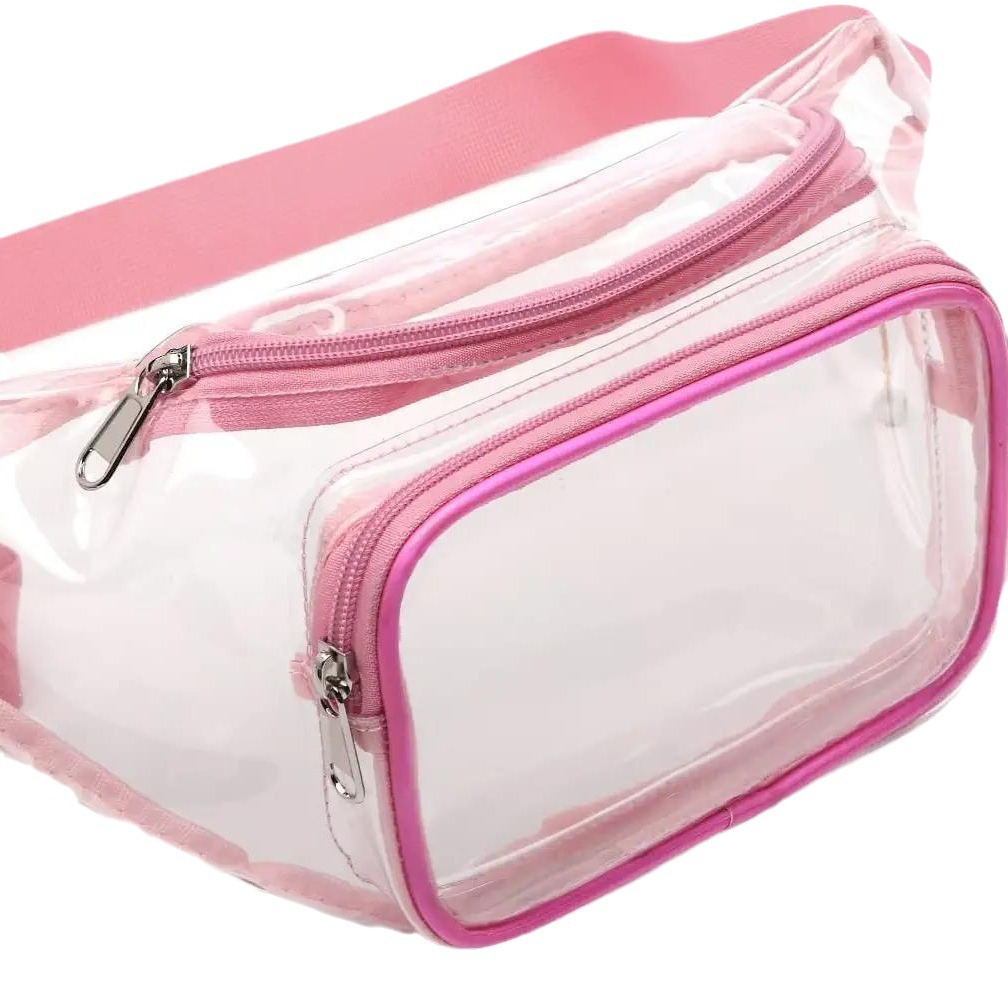 Large outdoor sports waist bag PVC transparent waterproof running bag travel outdoor fitness storage bag crossbody chest bag