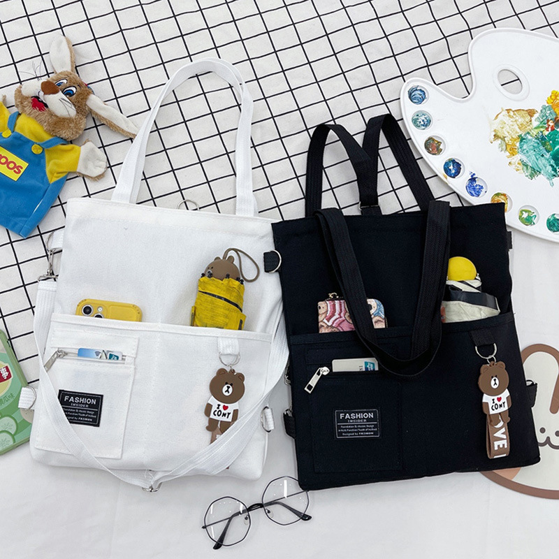 Canvas Bag Women's Crossbody Canvas Bag Niche Tote Bag Instagram Style Shoulder Bag All-match Student Supplementary Classes Tote Bag