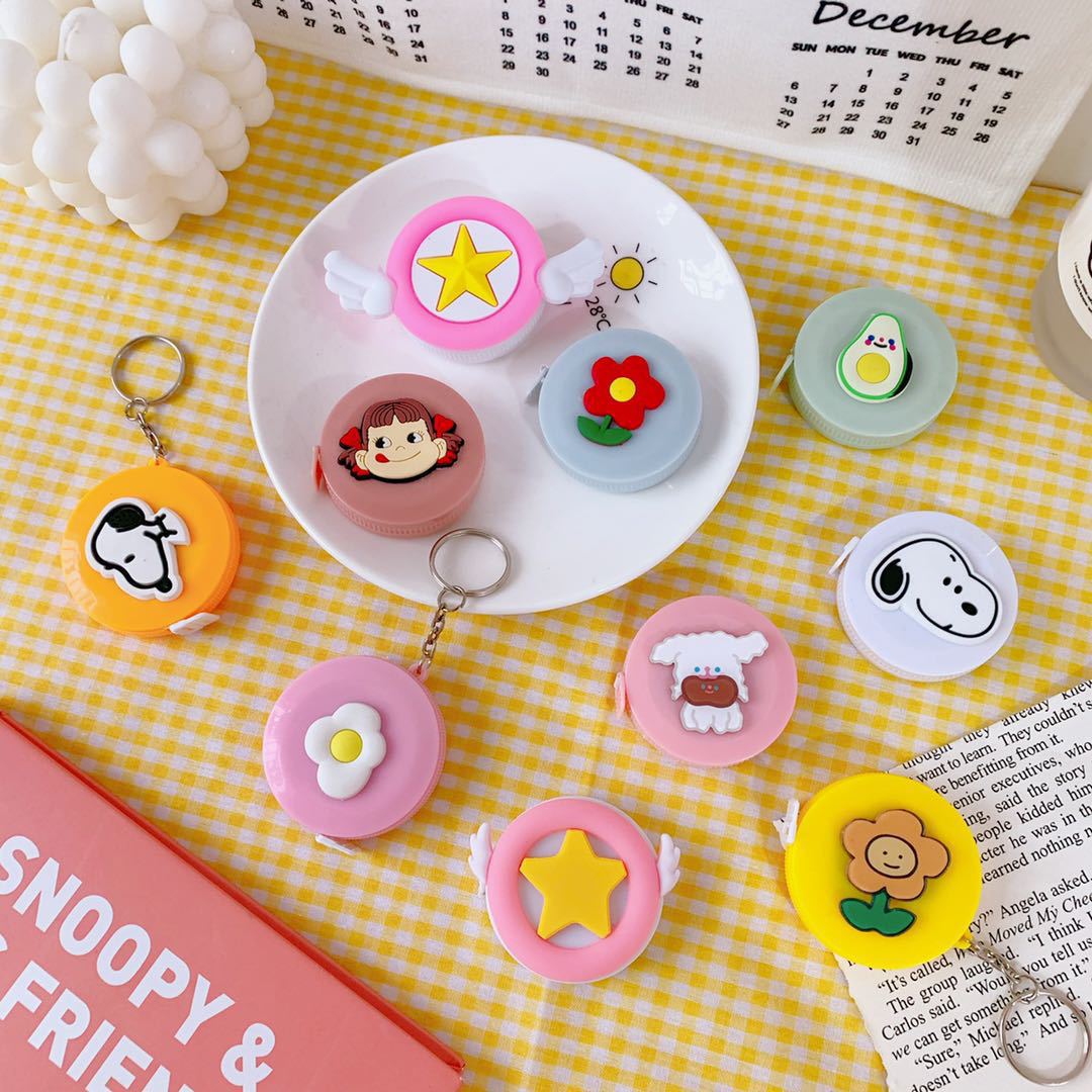 Leather tape measure cartoon cute measuring waist and bust portable mini small clothes measuring tape soft ruler measuring clothes roll