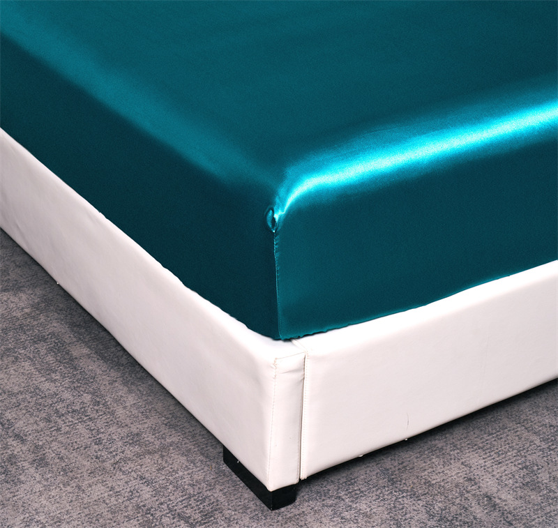 Cross-border foreign trade solid color satin silk-like four-piece European and American simple bed sheet fitted sheet pillowcase bedding