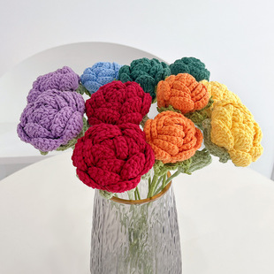 Valentine's Day Wool Hand-woven Bouquet Finished Eternal Flower Simulation Rose Hook Weaving Couple Gift