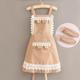 Heavy industry lace strap princess dress polka dot Coffee + sleeve