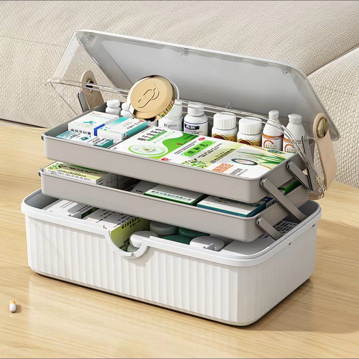 Medicine Box Household Large Capacity Medicine Storage Box Portable Medical Box Multi-layer Standing Medicine Sub-packaging Box