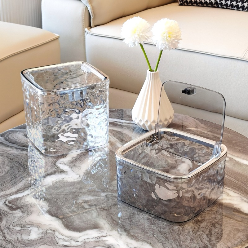 Desktop trash can Mini Push-type elastic cover sanitary bucket Glacier pattern Peel melon seed shell garbage car trash can