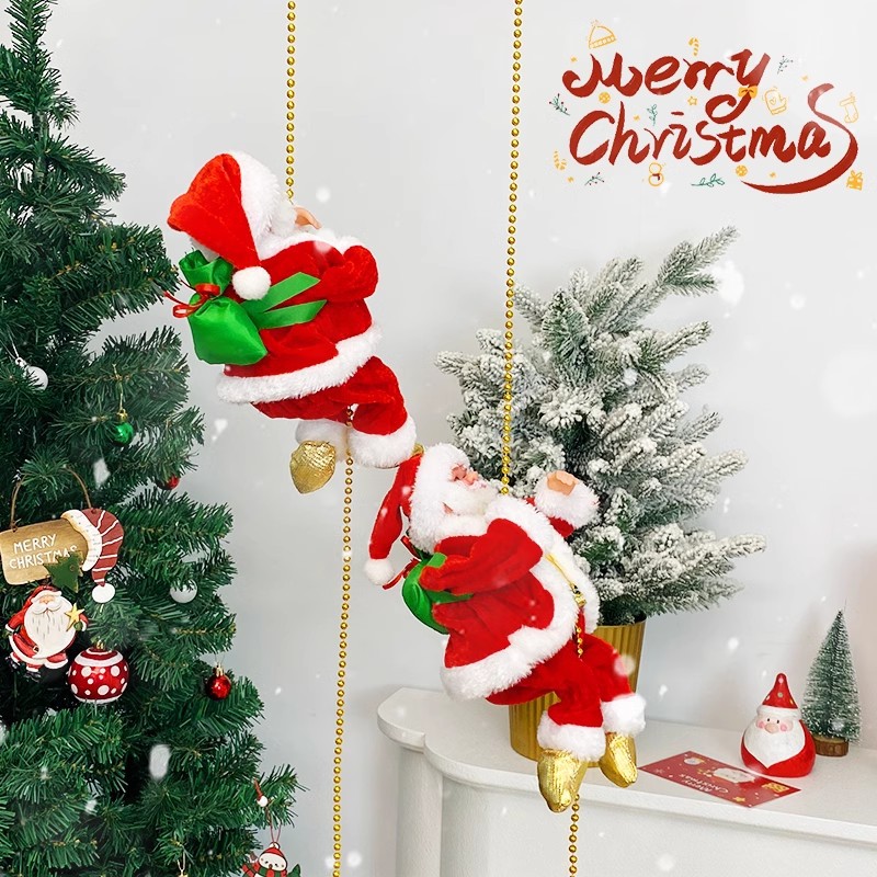 Paracadute Paracadutismo Babbo Natale Elettrico Elettrico Arrampicata Tenda di perline Arrampicata Scale Scala Decorazioni natalizie Giocattoli Regali_voghion.com