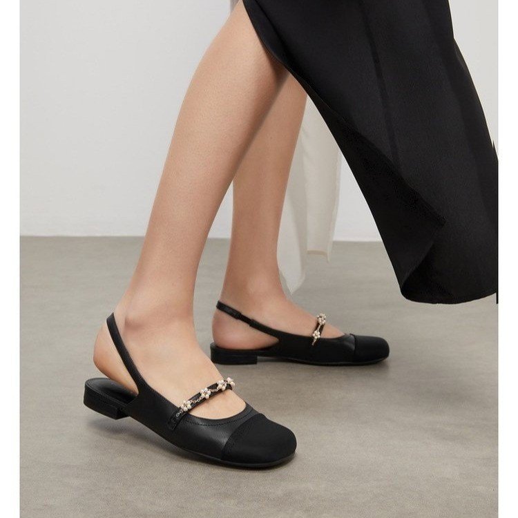 [youshilai] 2023 Summer Mary Jane Temperament Sandals French Lefu Small Leather Shoes Toe Sandals