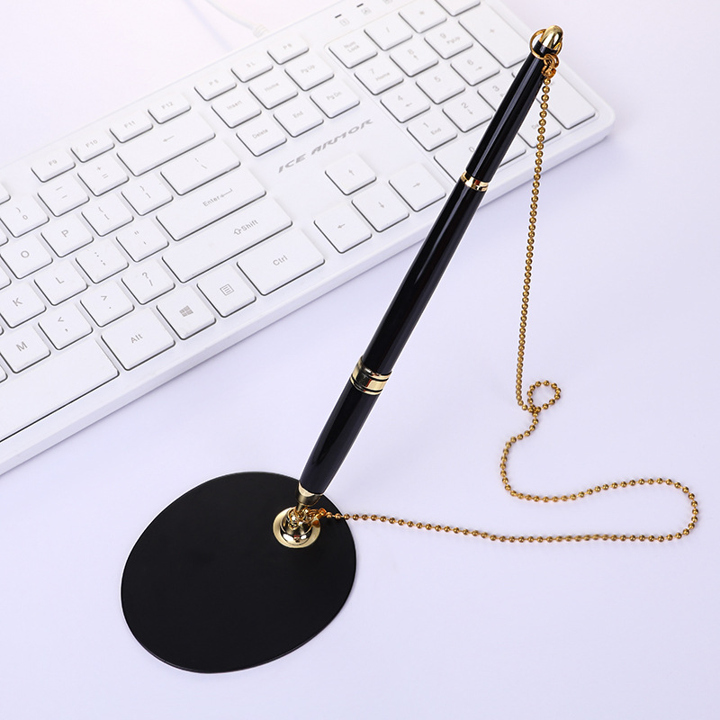 Vertical desk pen Bank Hotel counter fixed sign pen chain anti-loss design metal business advertising pen