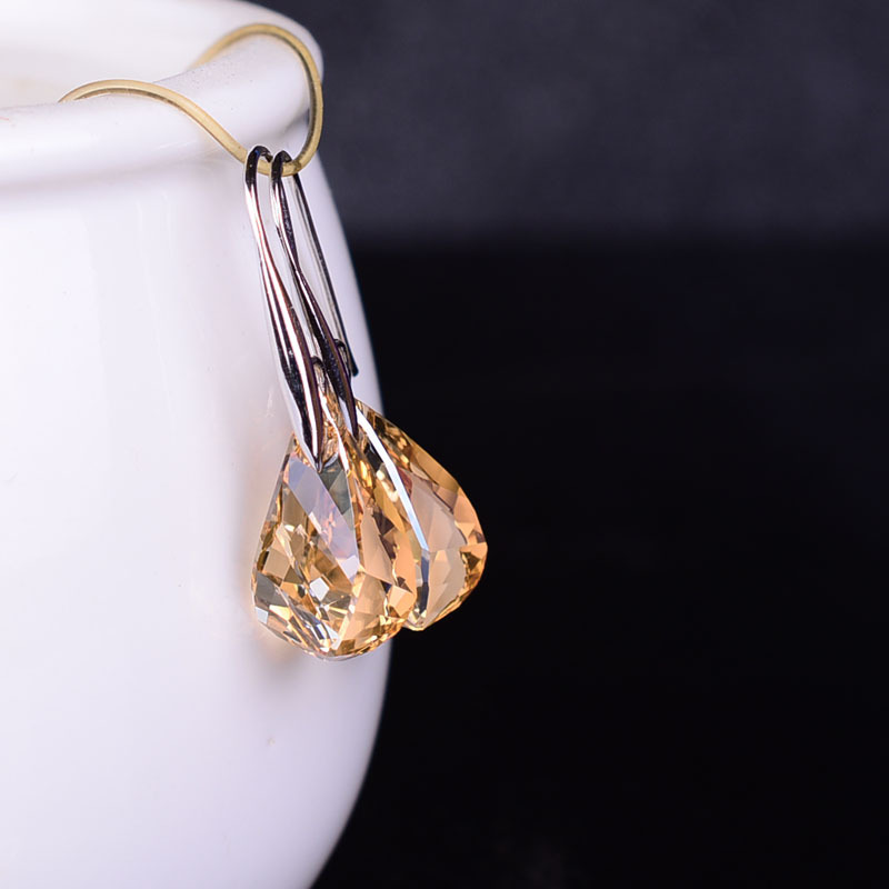 New earrings colorful crystal Japanese and Korean fashion jewelry shiny simple temperament all-match earrings