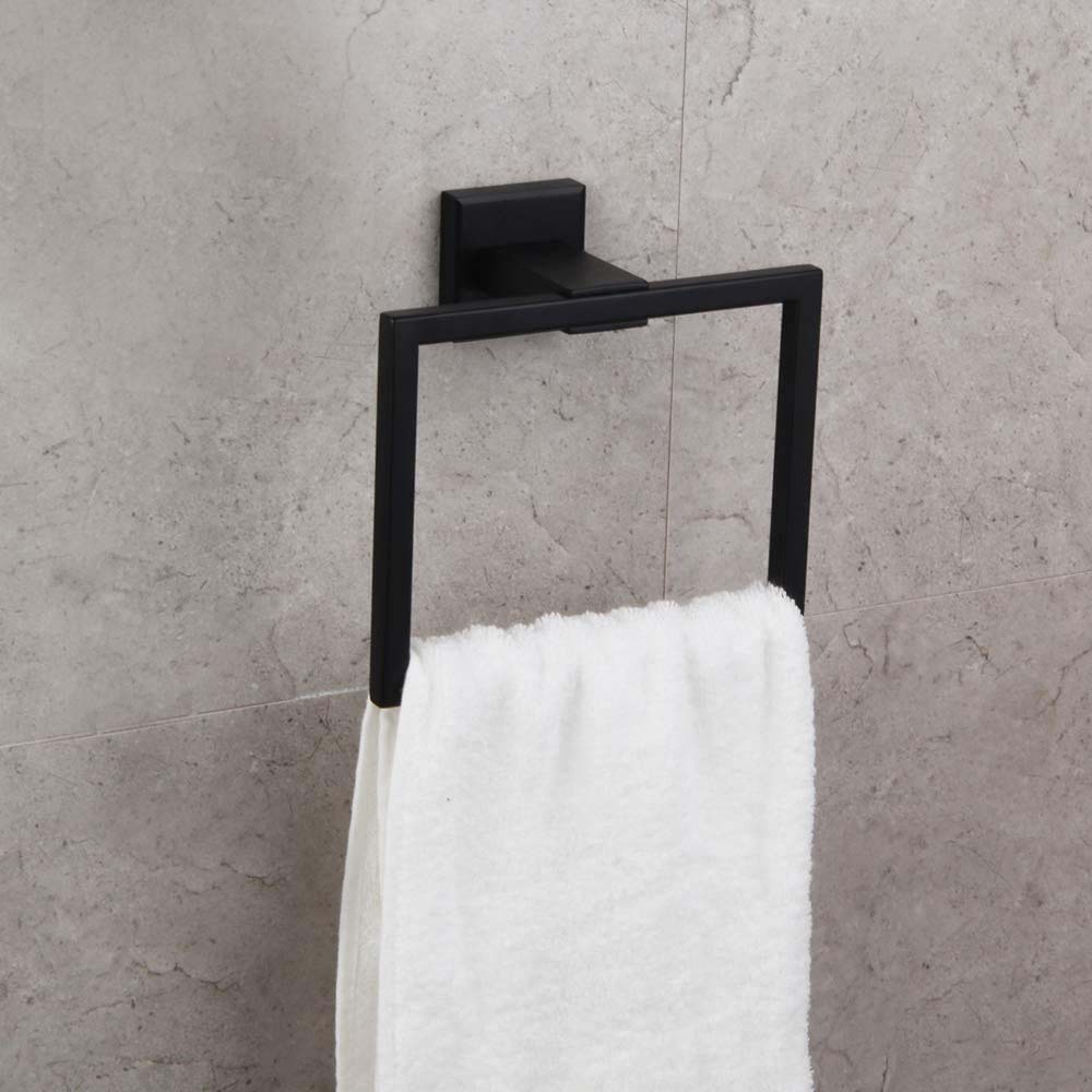 Square Paper Towel Bar Black Towel Ring Stainless Steel Towel Ring Holder Towel Hanging Ring Hand Towel Hanger Square Ring Scandinavian