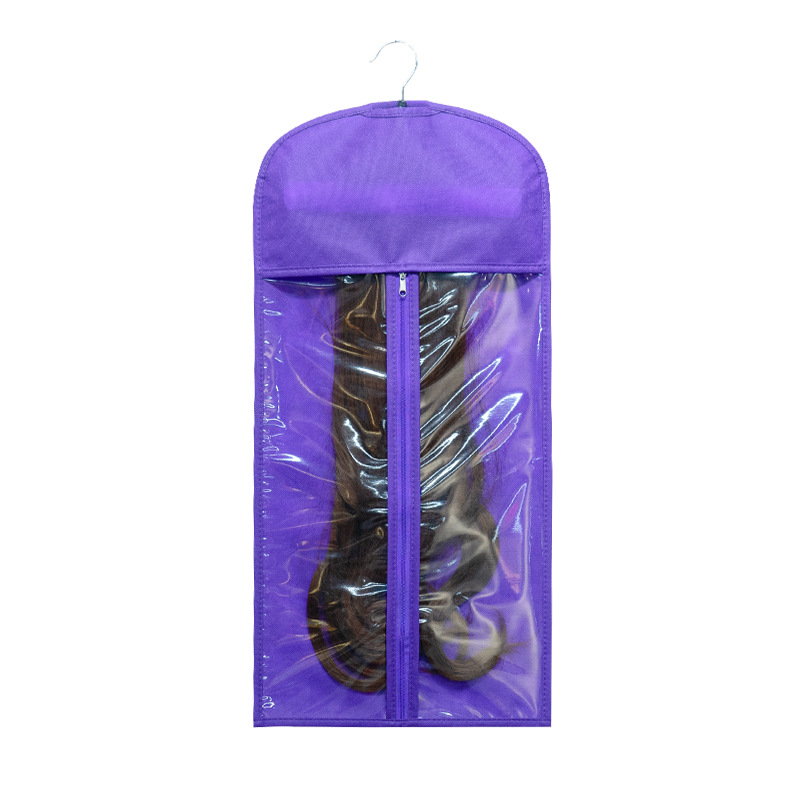 Simple Storage Visible Transparent Wig Dust-proof Bag Non-woven Hair Bag Real Hair Packaging Moisture-proof Zipper Cover Direct Selling