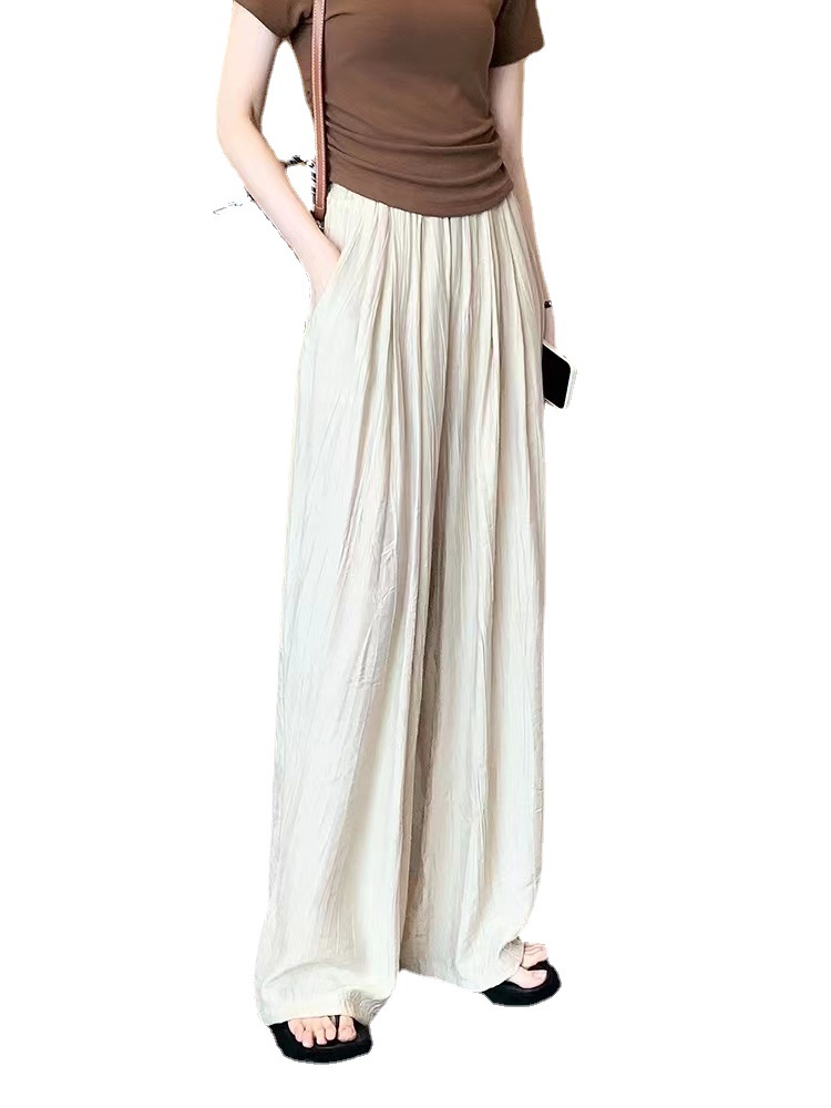 Loose pleated texture Tencel wide-leg pants women's Yamamoto pants summer walking shaking pants casual Japanese style lazy style