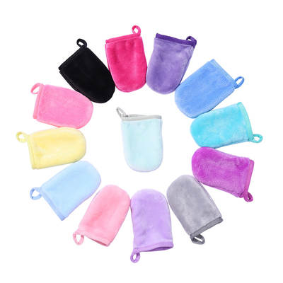 Manufacturers wholesale flannel makeup remover gloves Amazon water cleansing Finger Set facial makeup remover gloves