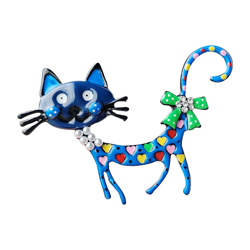 Europe and the United States cross-border oil dripping cat brooch color enamel corsage atmosphere ladies overcoat buckle suit pin clothing accessories