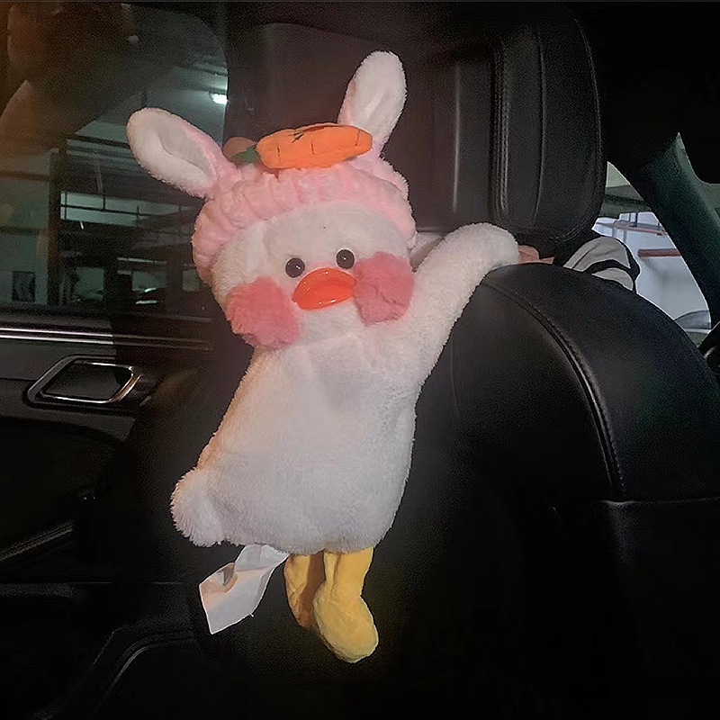 Car Tissue Box Cartoon Cute Duck Interior Accessories Convenient Chair Back Hanging Multifunctional Car Hanging Tissue Pumping