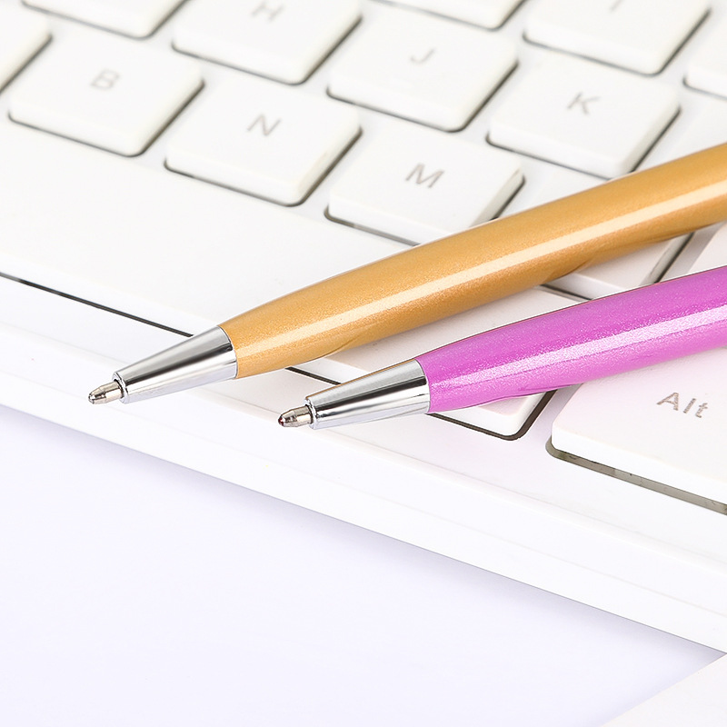 Flat Top Small Gao Shi' Pen Thin Rod Metal Ballpoint Pen Rotating Ballpoint Pen Small Xihua Pen Fixed logo Gift Pen