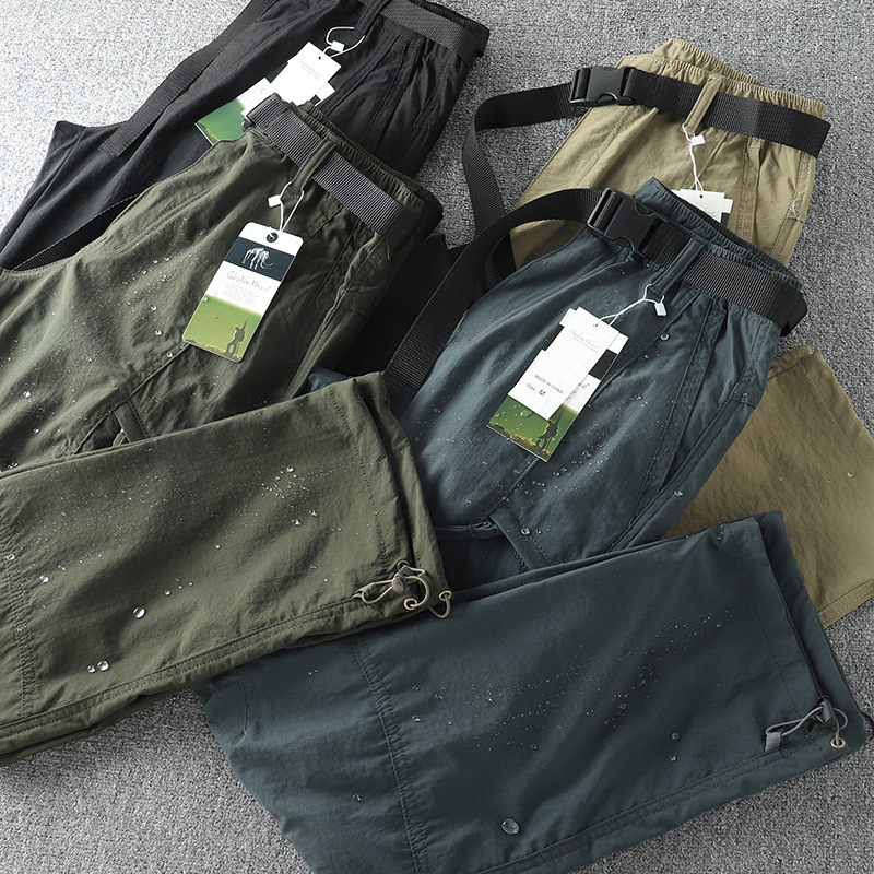 Send belt! Technology outdoor windproof waterproof quick-drying pants men's overalls multi-pocket straight casual trousers