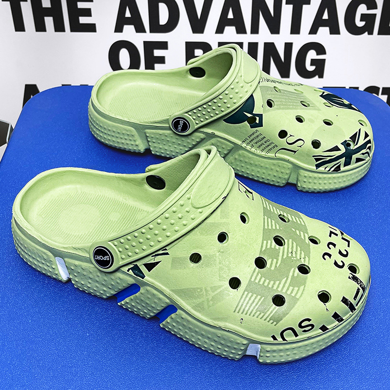 Hole Shoes Men's Summer Outer Wear Non-slip Hollow Camouflage Dual-purpose Baotou Large Size Slippers Men's Beach Sandals