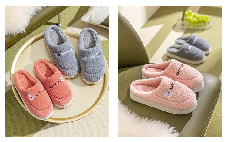 In stock cotton slippers women's home autumn and winter indoor warm home shoes couple slippers men's winter home shoes manufacturer_voghion.com