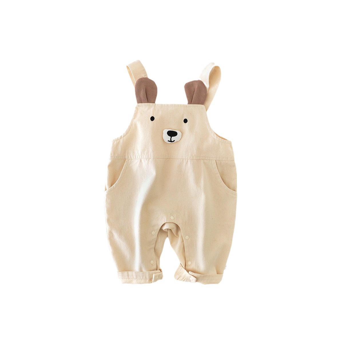 Baby spring suit newborn cartoon strap jumpsuit baby spring and autumn cotton round neck T-shirt top outer wear