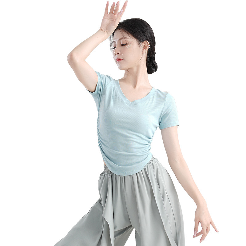 Chicken Heart Collar Modern Dance Basic Dance Clothing Women's Short-sleeved Classical Dance Chinese Dance Practice Clothing Art Test Body Basic Training
