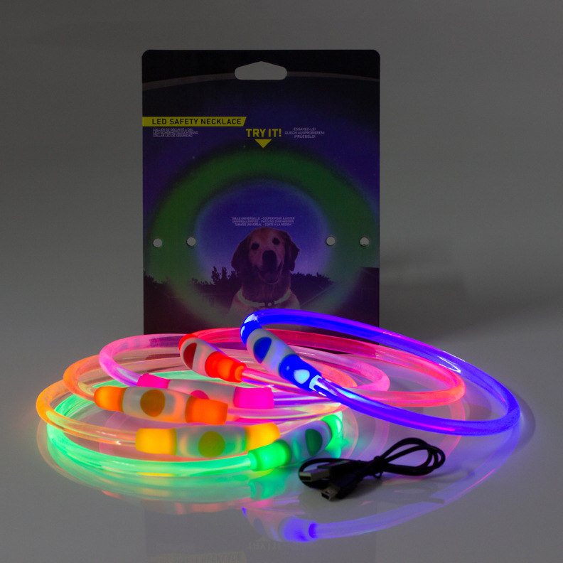New LED rechargeable luminous pet collar USB luminous dog collar luminous collar size can be cut