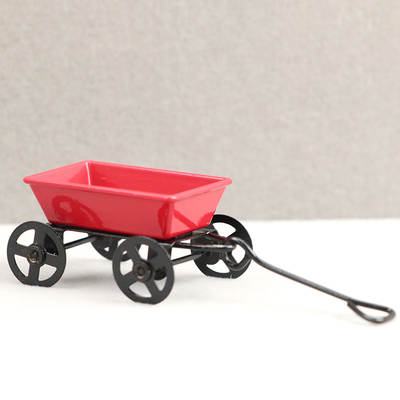 1:12 doll house dollhouse simulation model accessories mini iron small pull cart trailer red pull cart