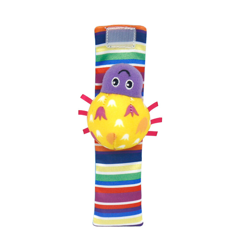 Amazon baby soothing rattle plush early education toy insect wrist bell rattle socks factory wholesale