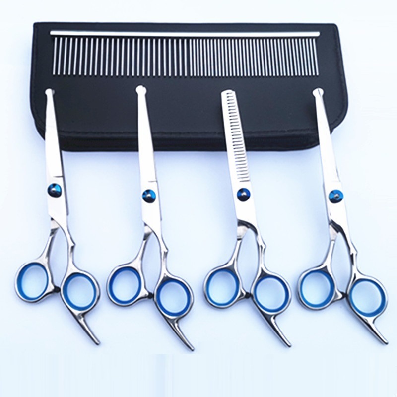 Pet Beauty Round Head Scissors Teddy Dog Hair Scissors Professional Pet Curved Hair Hairdressing Tools suit