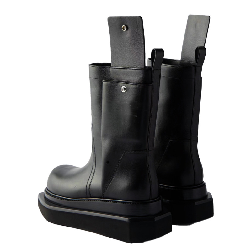 2023 autumn and winter trendy men's dark handsome model catwalk show concave embossed leather platform ro men's boots Martin boots