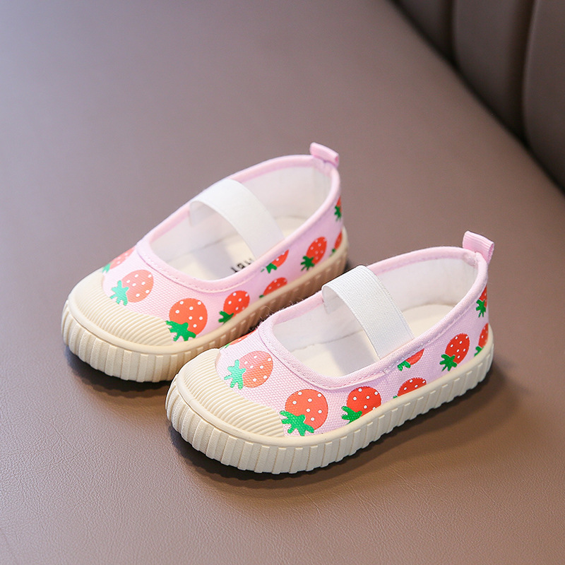 Kindergarten Indoor White Shoes Spring and Autumn Slip-on Soft Bottom Girls and Girls Children's Shoes Baby Canvas Shoes