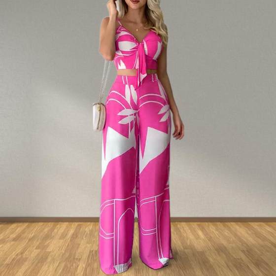 Amazon 2024 Cross-border Summer European and American Women's Personality Straight Pants Sexy Fashion Casual suit
