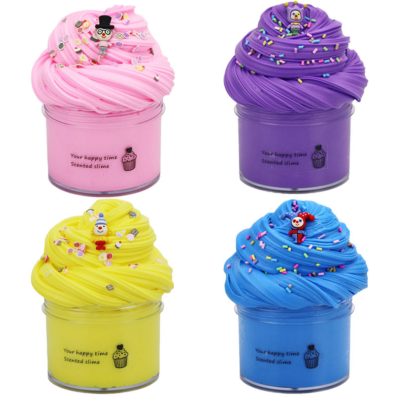 AMZ four color cotton mud set color box slime yellow oil mud butter slime kit toy