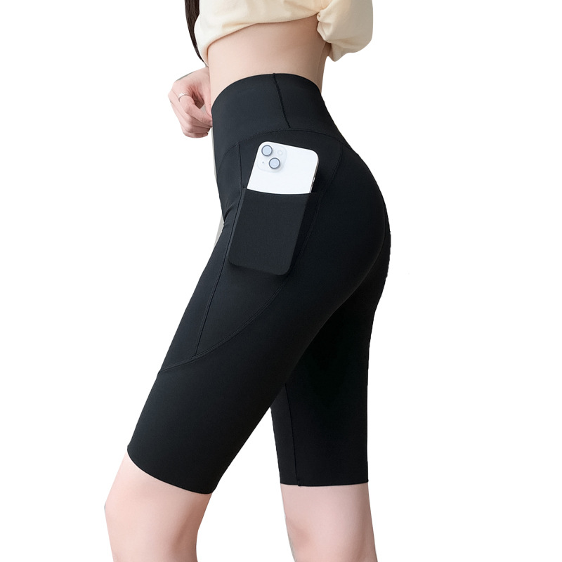 Five Points Shark Pants Women's Summer Outer Wear High Waist Thin Barbie Yoga Pants Riding Pants Belly Tight Hip Base Shorts