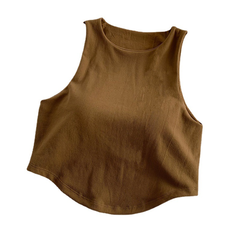 932# Irregular Camisole Women's 2023 Spring and Summer New Sleeveless Short Solid Color Top Spice Girls Base Shirt Trendy